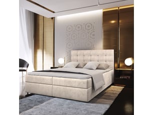 Lit avec rangement 160x200 cm <strong>MASSENO</strong> <strong></strong> coloris beige