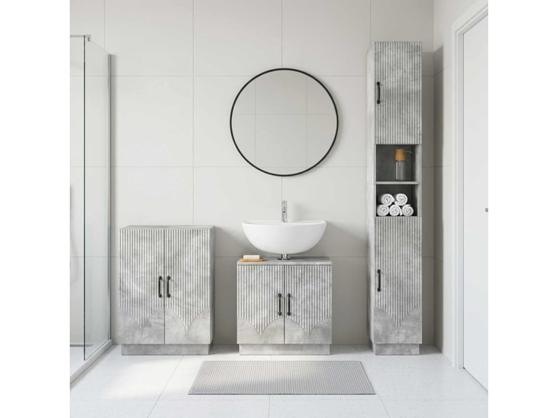  Ensemble de meuble de salle de bain 3 pièces hoorn gris béton cf63480  - Conforama B