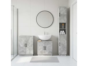 Ensemble de meuble de salle de bain 3 pièces hoorn gris béton cf63480