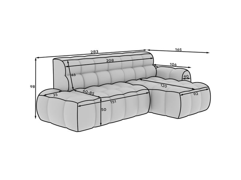 Canapé d'angle convertible bulla 3 places bleu angle droit – tissu bouclette avec extension d'assise électrique - Conforama C