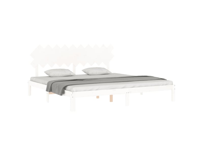  Lit double- lit adulte -  cadre de lit sans matelas blanc 200x200 cm bois massif de pin  - Conforama C
