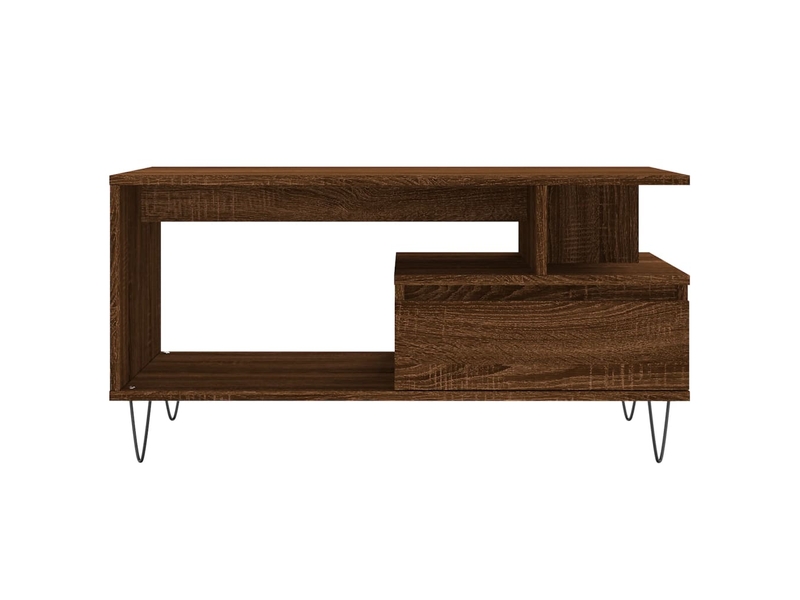  Table basse | table de salon chêne marron 90x49x45 cm bois d'ingénierie  - Conforama E