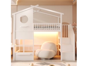 Lit mezzanine 90x200 cm REDOM coloris blanc