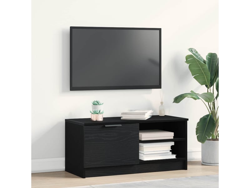  Meuble tv - banc tv - meuble de rangement 80 x 35 x 36,5 cm chêne noir bois d'ingénierie  - Conforama B