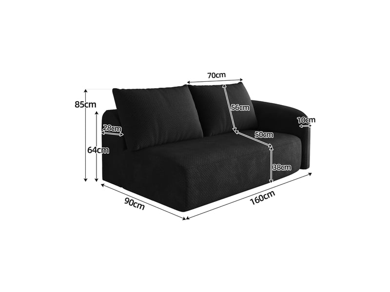  Canapé de salon : canapé salon, noir  - Conforama D