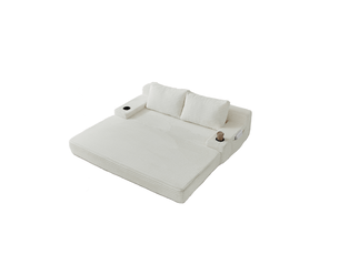 Canapé-lit pliant 180x85x62 cm 2-en-1 beige sans matelas