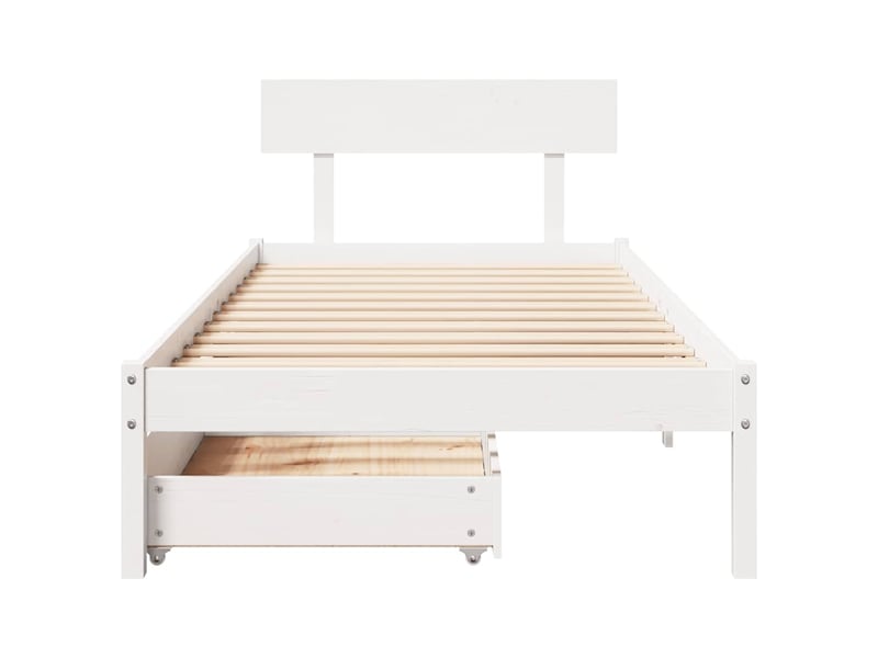  Lit simple- lit adulte -  cadre de lit sans matelas blanc 90x200 cm bois de pin massif  - Conforama C