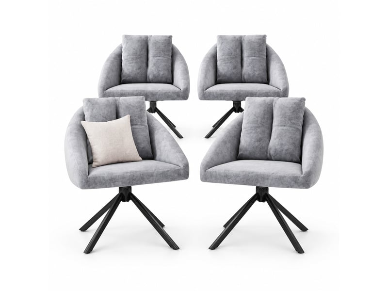  Chaise de salle à manger lot de 4 pivotante à 360 degrés avec dossier ergonomique en velours gris  - Conforama A