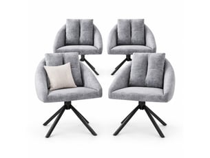 Chaise de salle à manger lot de 4 pivotante à 360 degrés avec dossier ergonomique en velours gris