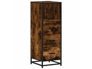 Armoire de bain, cabinet de salle de bain chêne fumé 35x37,5x100cm bois d'ingénierie cf64977