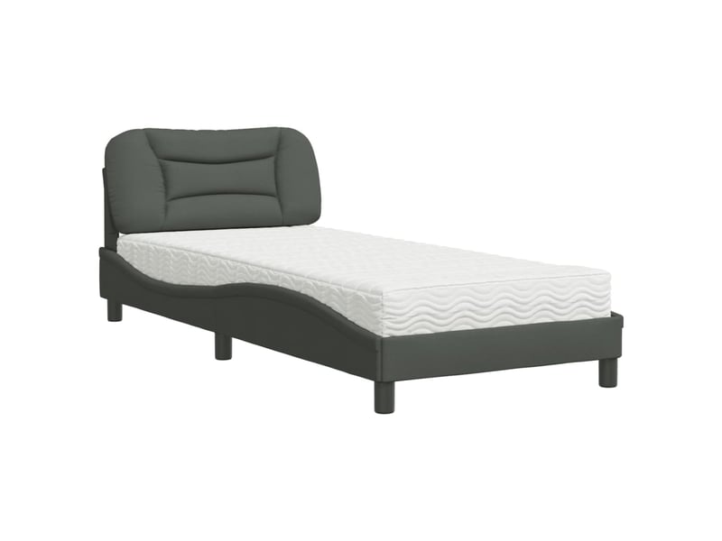  Lit simple- lit adulte -  lit avec matelas hvar gris foncé 80x200 cm tissu  - Conforama A