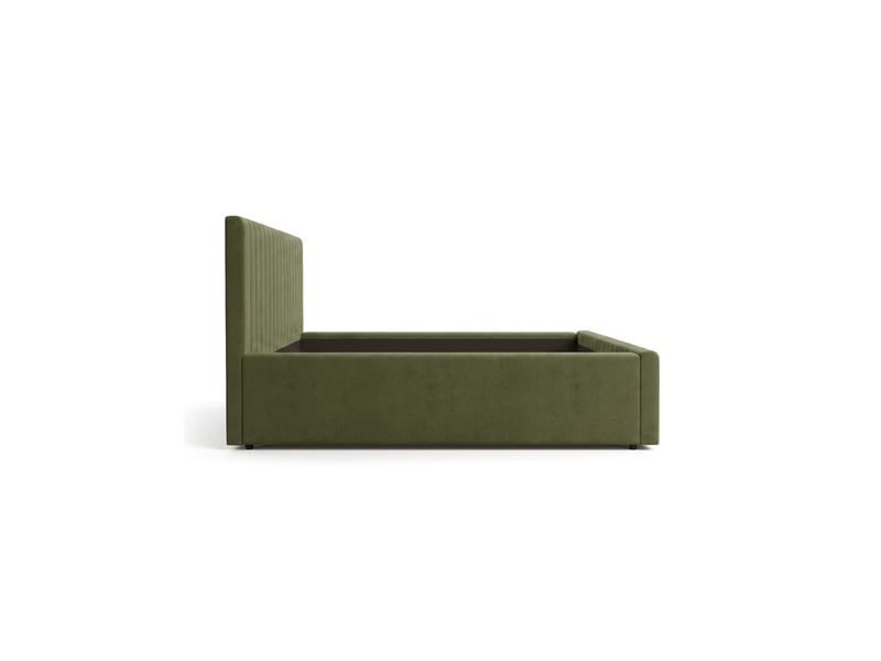  Lit eloria 160x200 cm vert kaki bouclé avec sommier  - Conforama E