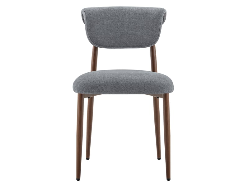  Lot de 2 chaises de salle à manger, chaise de cuisine rembourrée sans accoudoirs, tissu aspect lin et métal style moderne, gris  - Conforama D