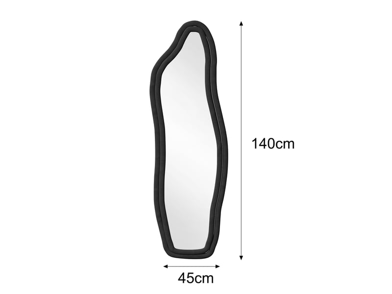 Miroir sur pied - 140x45cm - design irrégulier - cadre velours - miroir psyché pleine longueur incassable - noir - Conforama E