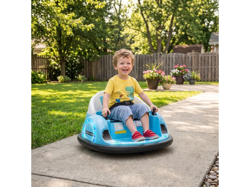  Voiture tamponneuse électrique enfant 12v, rotation à 360°, auto-tamponneuse enfant avec télécommande, bleu  - Conforama D