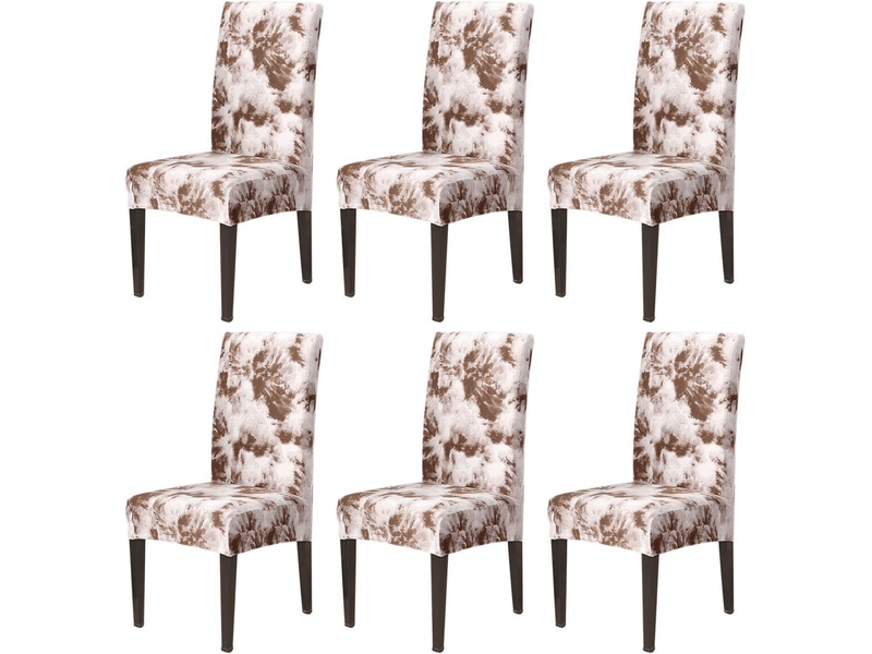 Lot de 6 housse de chaise - motif tie - dye café, lot de 6 lot de 6 housses de chaises de salle à manger élastiques, amovibles et lavables, idéales pour les restaurants, le XLH-ZLS-009452MF - Conforama A