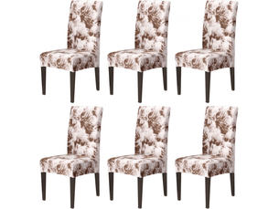 Lot de 6 housse de chaise - motif tie - dye café, lot de 6 lot de 6 housses de chaises de salle à manger élastiques, amovibles et lavables, idéales pour les restaurants, le