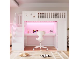Lit mezzanine 90x200 cm <strong>MODERNLUXE</strong> <strong></strong> coloris blanc