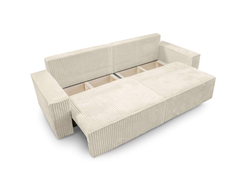  Farah - canapé droit 3 places convertible en velours cotelé épais  - Conforama E
