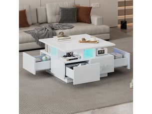 Table basse carré(e) coloris blanc <strong>MERAX</strong> <strong>table basse blanc</strong> - 70 cmx70 cm