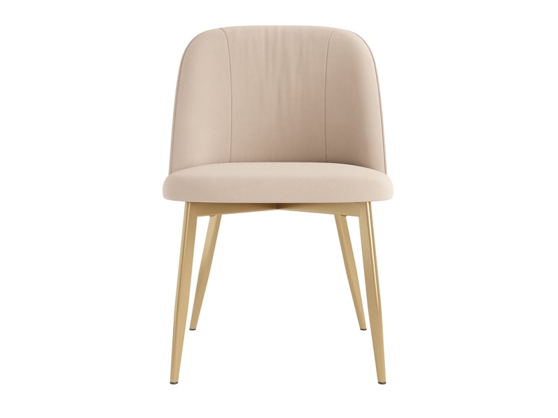  Lot de 2 chaises salle à manger 53x50x80cm, pour salon, cuisine, dossier ergonomique, confort contemporain, beige+doré, métal  - Conforama A
