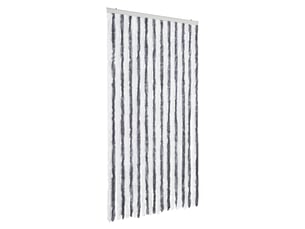 Rideau anti-mouches, moustiquaire gris et blanc 100x200 cm chenille cf43542