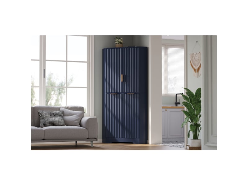  Meuble d’angle à 4 portes, étagères réglables – rangement cuisinesalle à mangersalon, 60×60×172 cm  - Conforama E