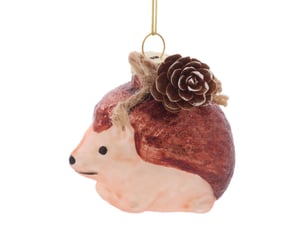 Suspension de sapin hérisson en verre marron 6 cm