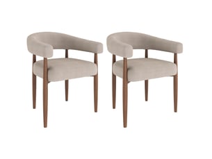 Lot de 2 chaises de salle à manger avec accoudoirs 60x59x75 cm en chenille taupe