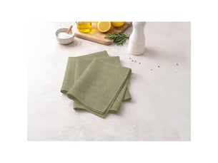 Lot de 3 serviettes de table en coton 45x45 cm chambray vert, par soleil d'ocre