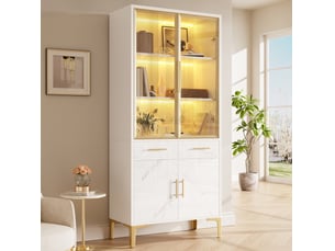 Vitrine coloris blanc 3 étagère(s) FLORAGRACE - 75 cmx170 cm