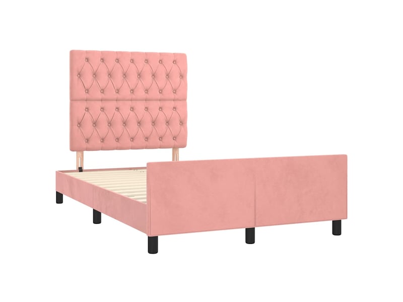  Lit double- lit adulte -  cadre de lit sans matelas rose 120x190 cm velours  - Conforama B