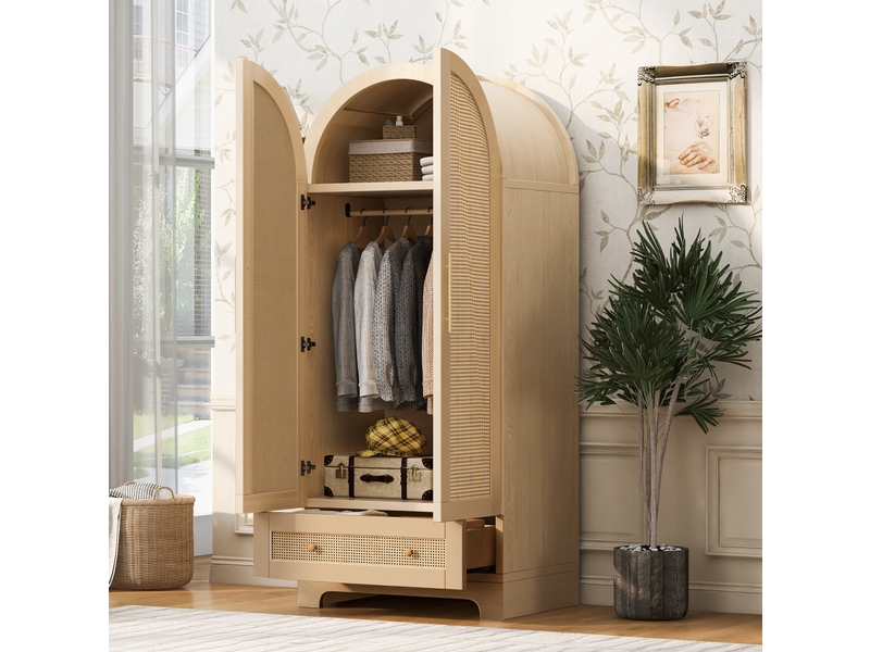  Armoire 70x55x170 cm 2 portes et tiroir, grand compartiment de rangement en bois et mdf , couleur bois  - Conforama D