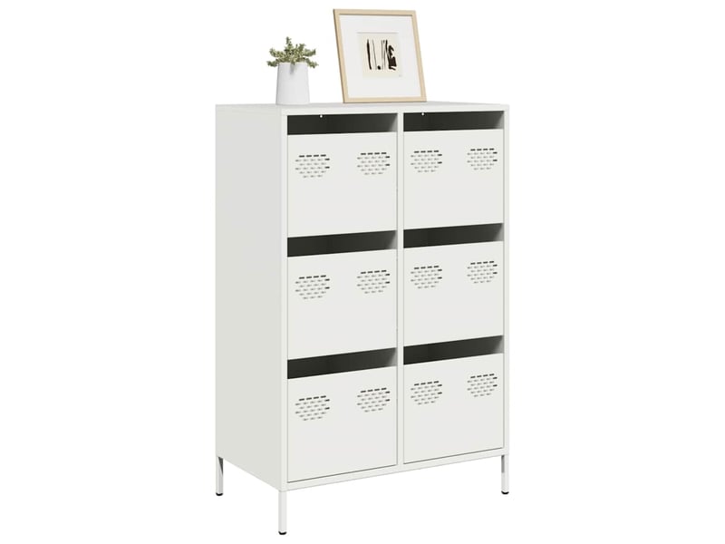 Buffet haut - bahut - meuble de rangement blanc 68x39x101,5 cm acier  - Conforama B