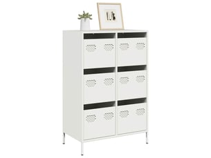 Buffet haut - bahut - meuble de rangement blanc 68x39x101,5 cm acier