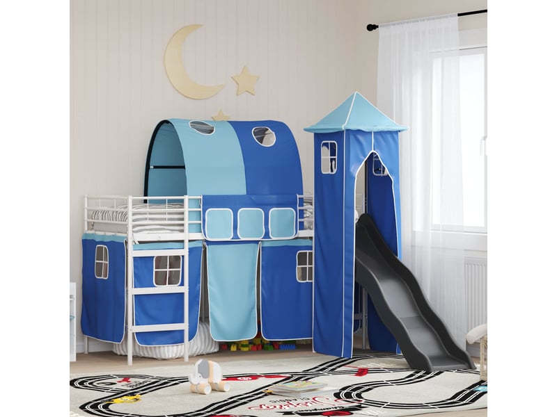  Cadre de lit superposé pour enfants - lit jeune blanc et bleu 90 x 190 cm  - Conforama B