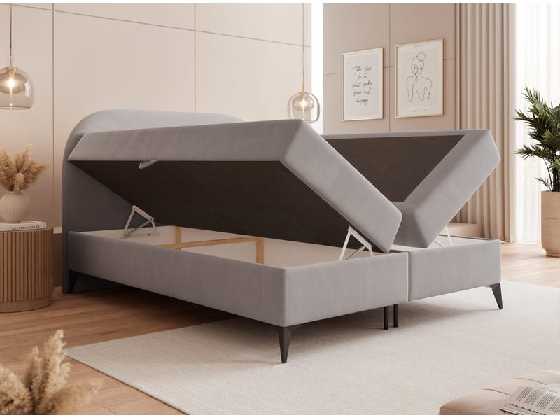  Lit coffre noelia - 180x200 cm - avec matelas - velours élégant brillant - gris NOELIA - Conforama C
