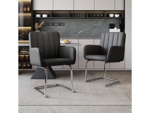 Lot de 2 chaises de salle à manger noires en similicuir pu avec accoudoirs