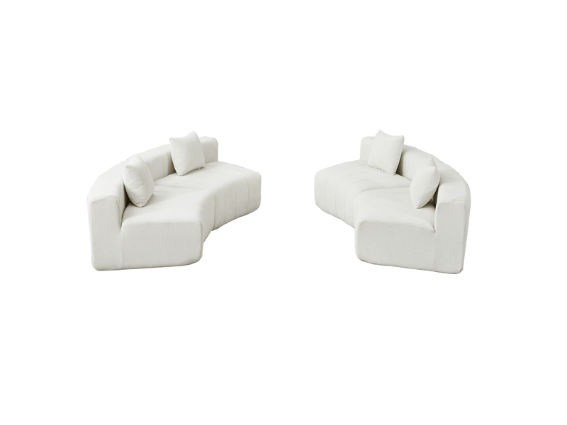 Canapé 4 places, canapé de salon, en chenille, forme incurvée, pour salon, chambre, mobilier pour espace de vie, bureau - Conforama E