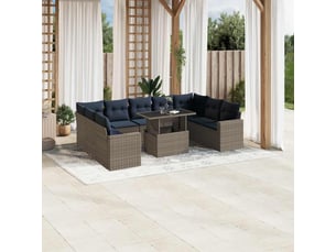 Vidaxl ensemble de canapé de jardin 10 pcs avec coussins gris résine tressée