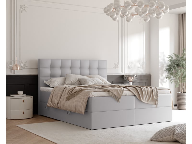  Lit adulte grand - 180x200 cm - matelas ressorts + surmatelas - coffre de rangement - éco-cuir résistant gris GRAND - Conforama B
