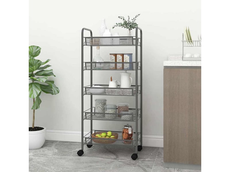  Desserte de cuisine, chariot de rangement à 5 niveaux gris 46x26x105 cm fer  - Conforama B