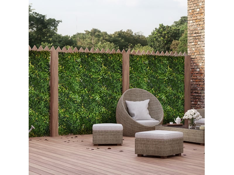 Mur végétal artificiel 12 pièces protection uv anti-vue 50x50 cm design plus feuilles pour jardin balcon terrasse - Conforama B