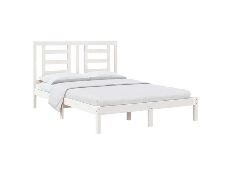  Lit double- lit adulte -  cadre de lit sans matelas blanc 140x200 cm bois de pin massif  - Conforama B