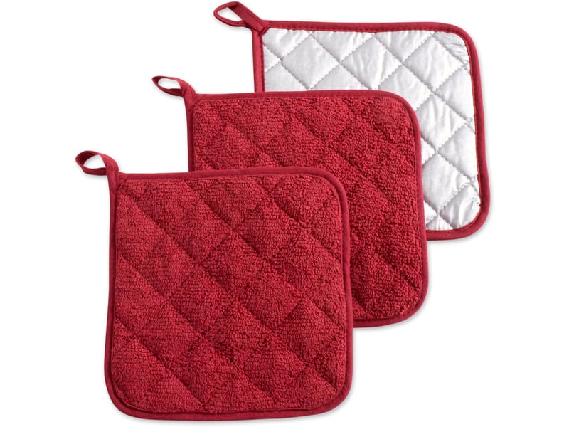  Lot de 5 maniques de cuisine résistantes à la chaleur - dessous de plat pour four -maniques en tissu éponge - pour la cuisson et la pâtisserie(rouge)  - Conforama A