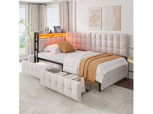 Lit banquette 90x200 cm <strong>MODENUIT </strong>  <strong></strong> coloris beige