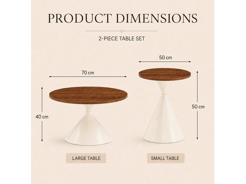  Lot de 2 tables rondes ø70 x h40 cm et ø50 x h50 cm – aspect noyer – usage polyvalent au salon  - Conforama C
