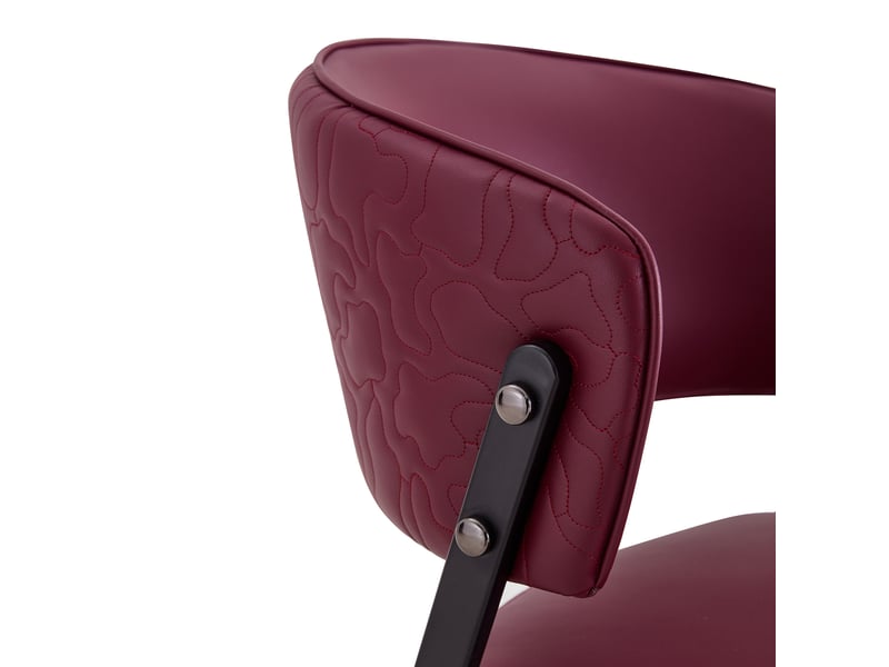  Lot de 2 chaises de salle à manger 51x49x78 cm dossier ergonomique métal polyuréthane rouge  - Conforama D