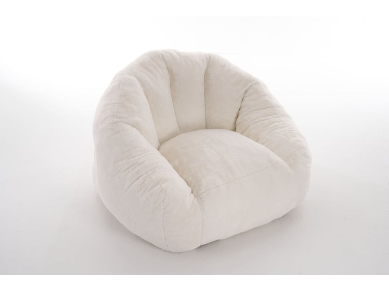 Fauteuil poire adulte 111x123x75 cm en fausse fourrure blanc  - Conforama A