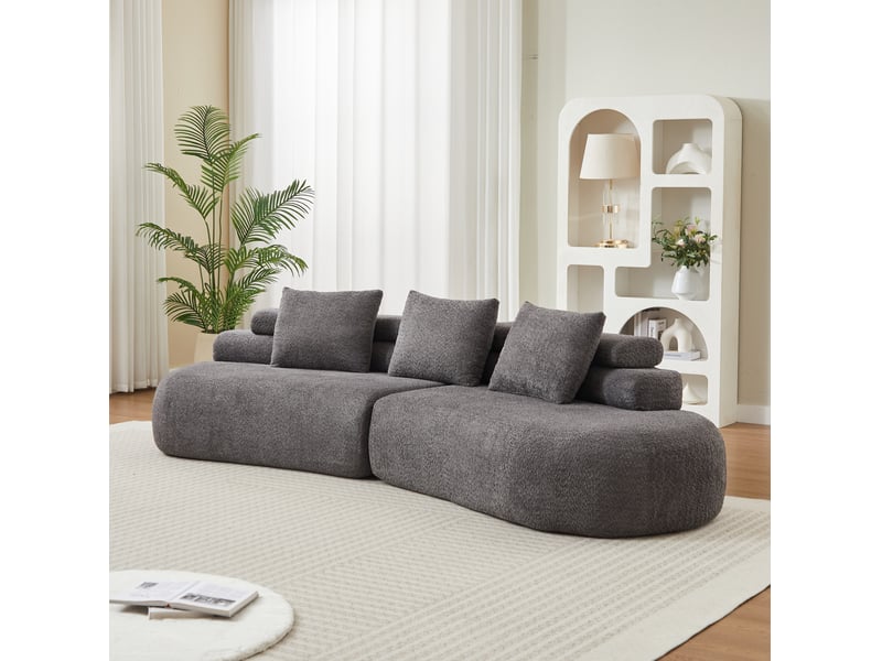  Canapé modulaire 3 places courbé en demi-lune, éléments modulables sans angles durs en chenille gris anthracite  - Conforama B